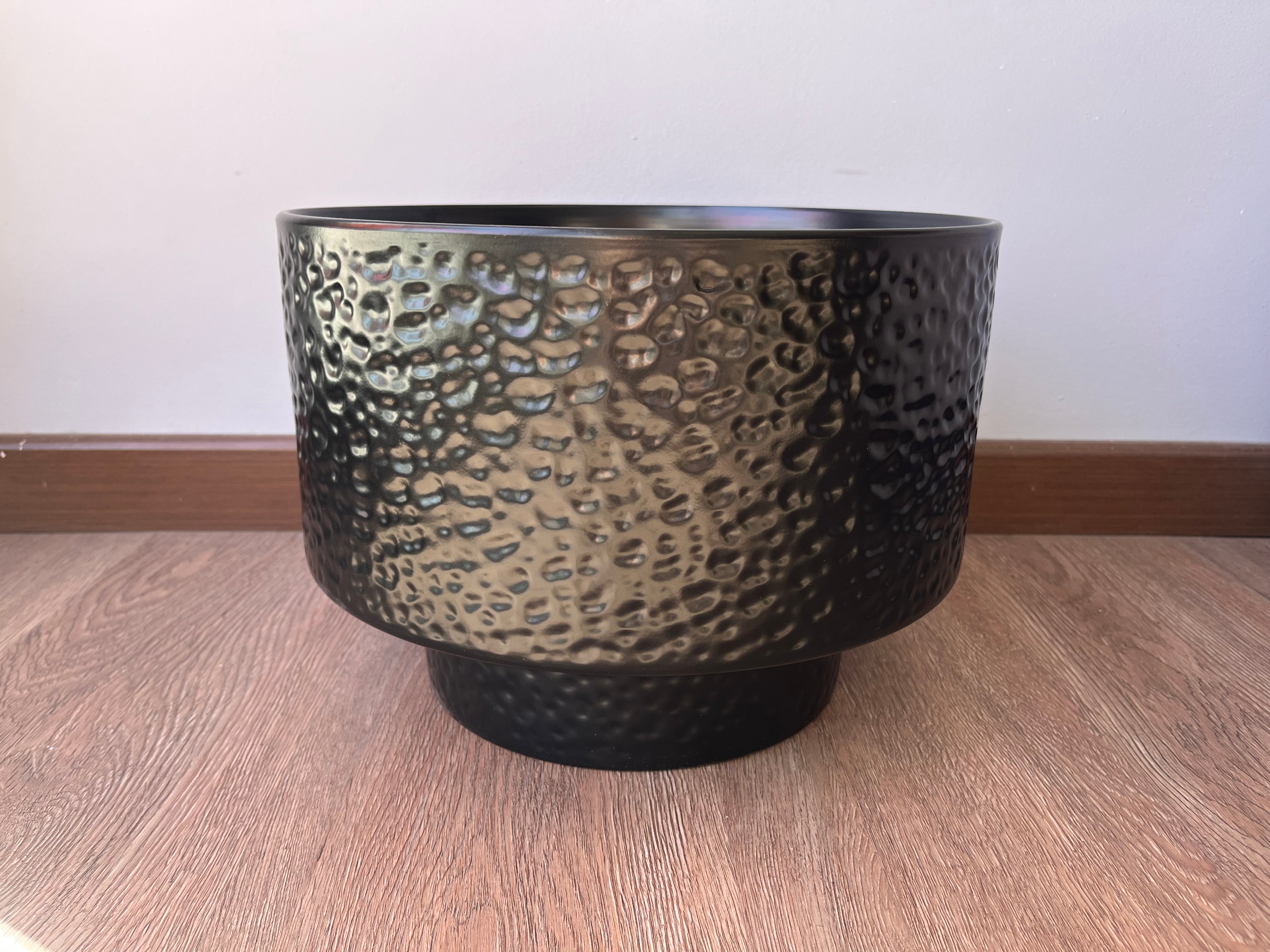 Macetero Negro Textura Cerámica Tamaños
