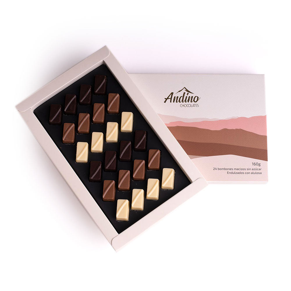 Caja de bombones keto macizos mixtos alulosa 24 bombones - 160g