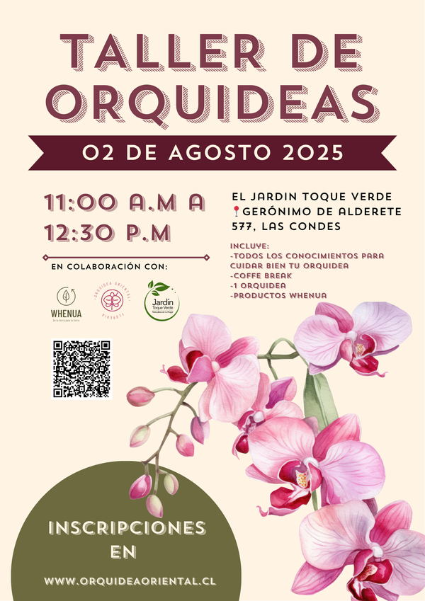 Taller de orquideas en Jardin toque verde- 02 de agosto 2025- 11:00 am